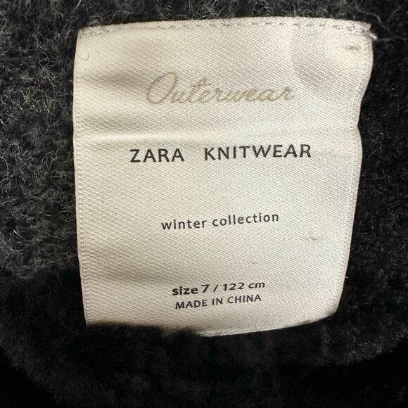 Zara Girls Black Buffalo Plaid Collarless Jacket size 7 - Picture 10 of 14